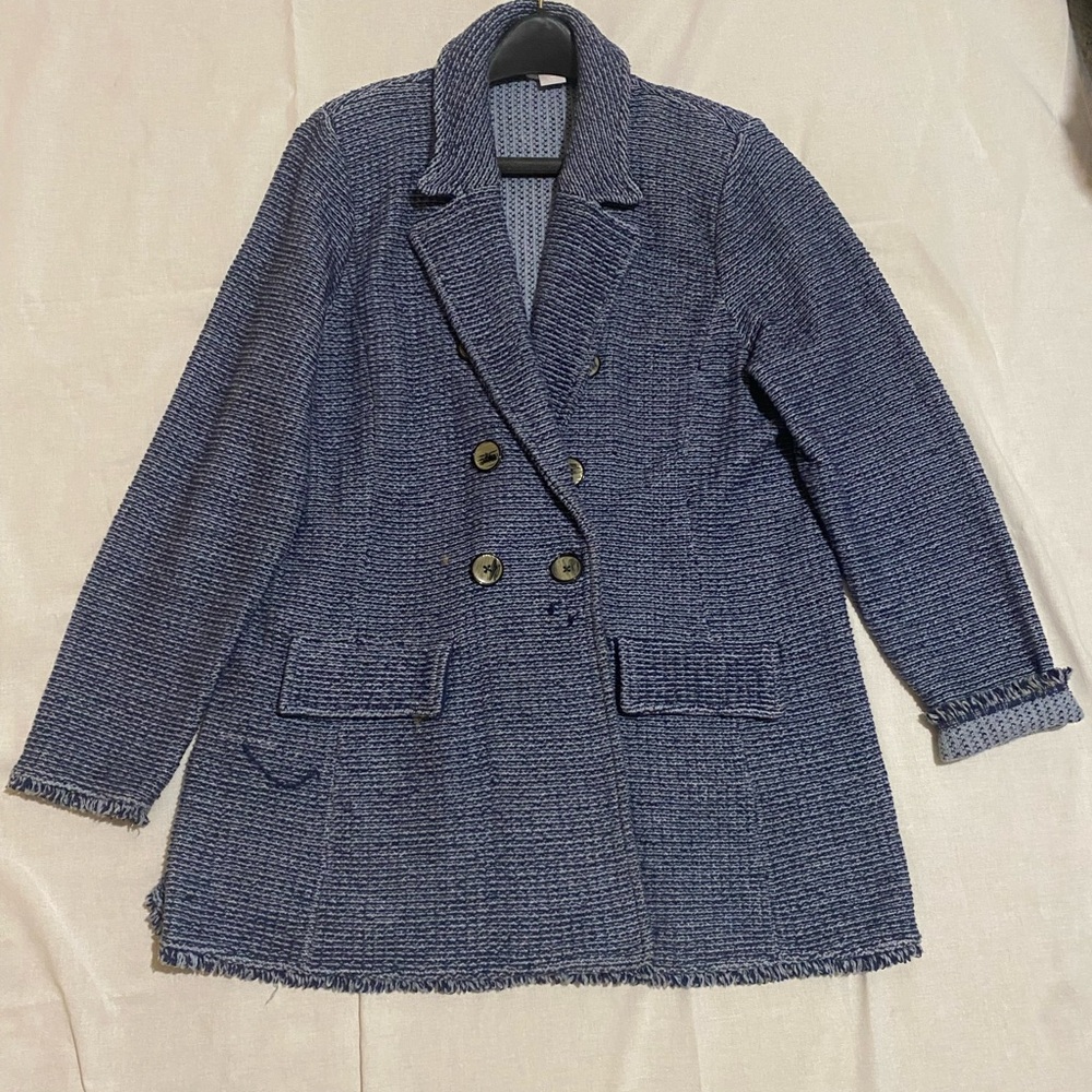 Chico's Blue and White Knit Sweater